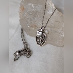 Brighton "Love is the Key" necklace silver plated reversible heart classic